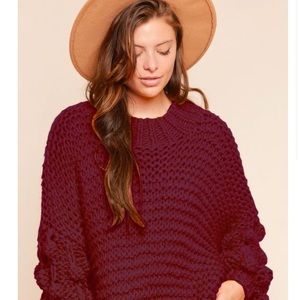 Macaron size large cranberry color boho sweater. I absolutely love this.